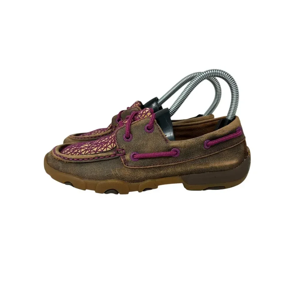Twisted X Casual Boat‎ Shoes Womens Driving Mocs 5.5M Brown Leather WDM0066